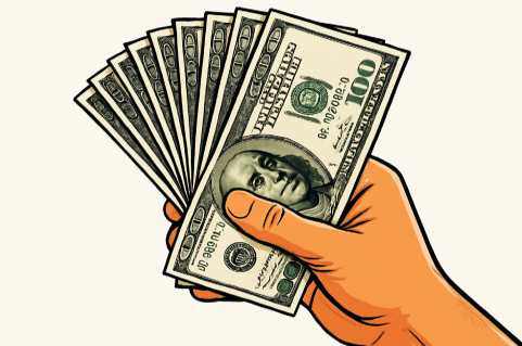 Hand holding dollar bills